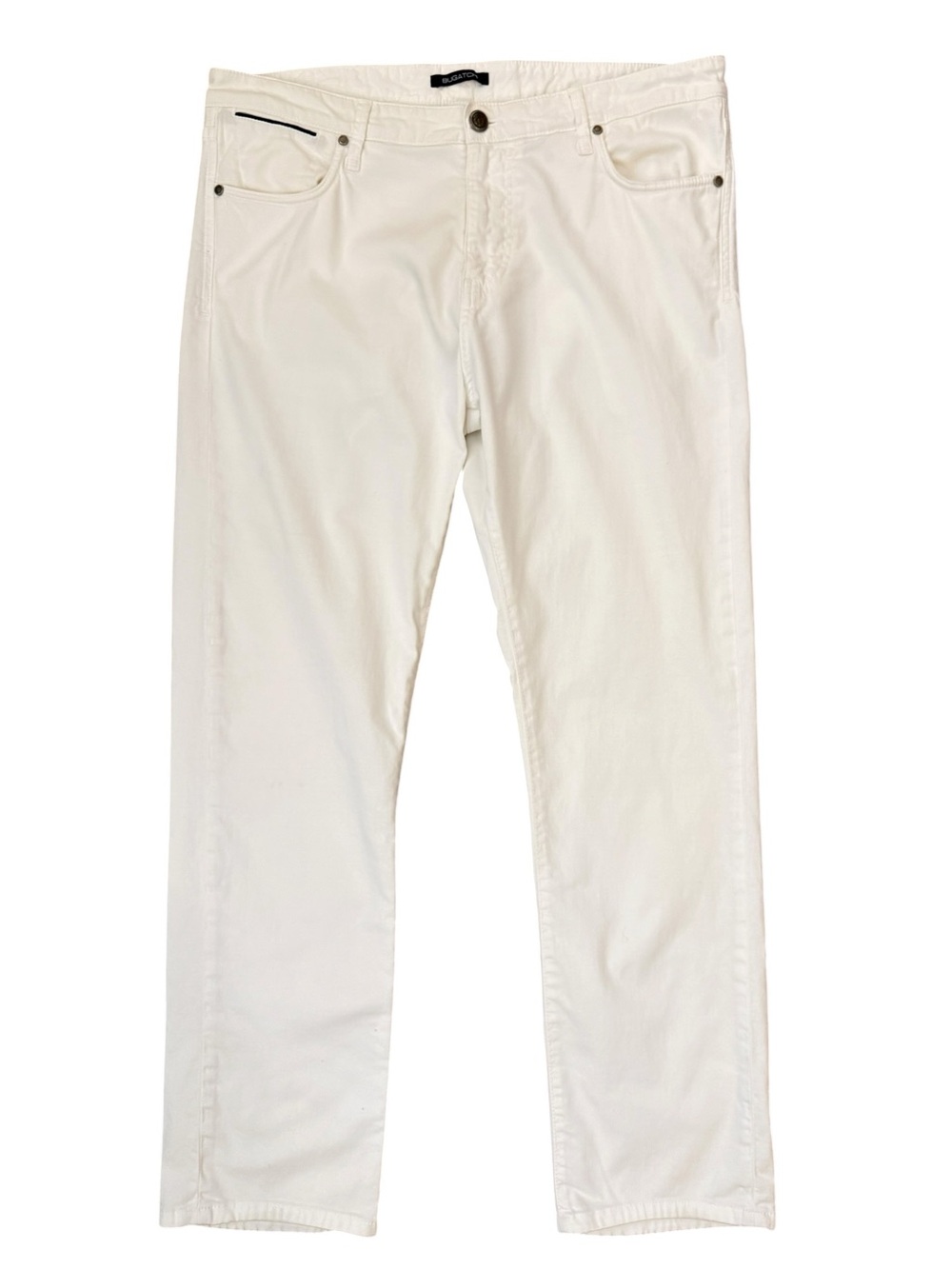 Bugatchi Men’s 35 White Stretch Cotton Twill 5-Pocket Pants Made in Portugal 30L